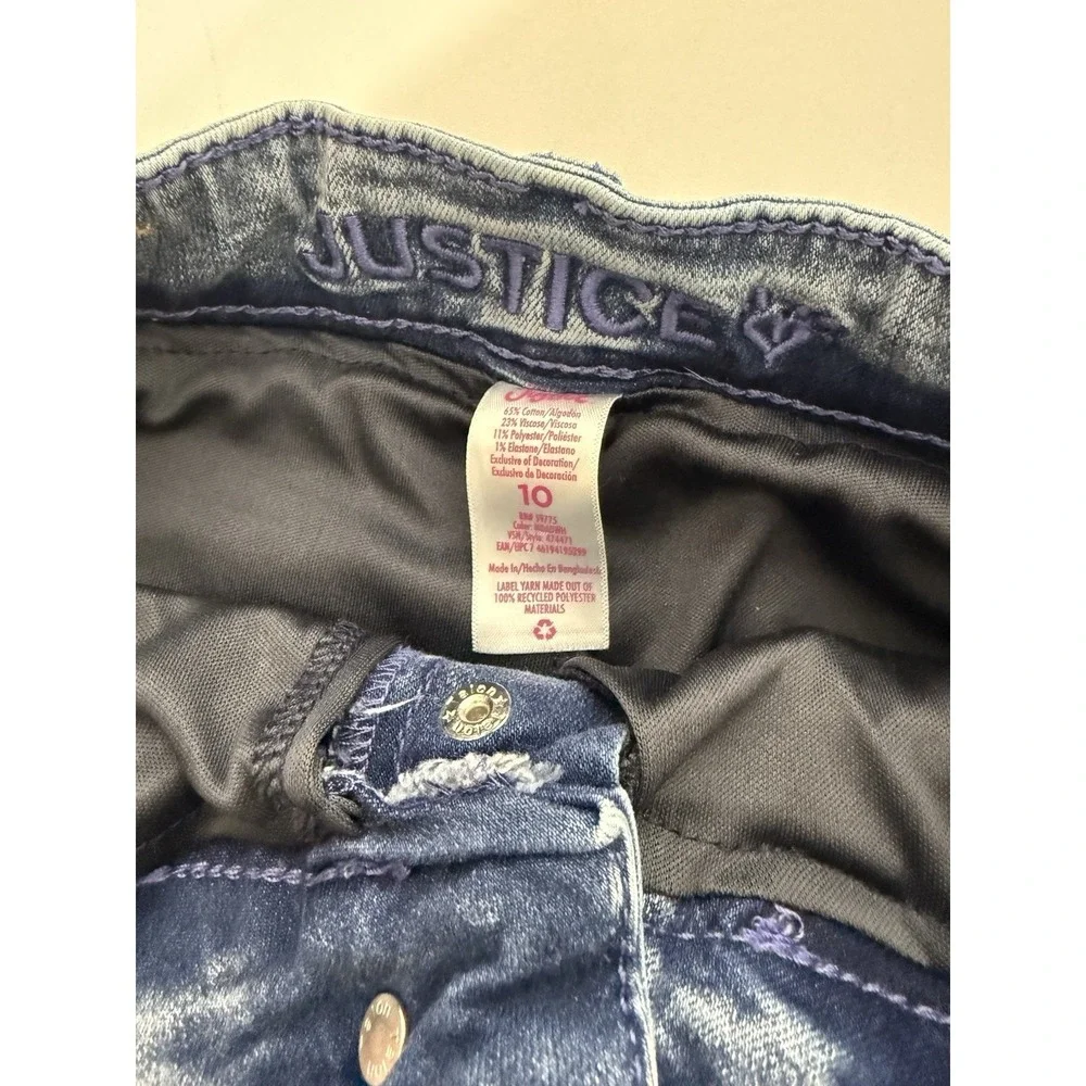 Justice Denim Acid Washed Mini Skort Girls 10 Pockets Distressed‎
